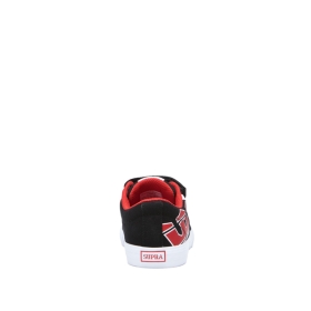 Supra Kids STACKS II VULC VELCRO Low Top Shoes Black/Risk Red/white | US-92096